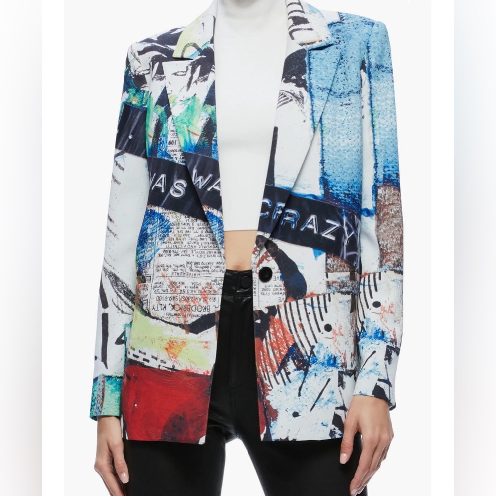 Alice + Olivia Graffiti X Basquiat CONFIDENTIAL Blazer NWT 8-10 Medium HOST PICK - Picture 6 of 12